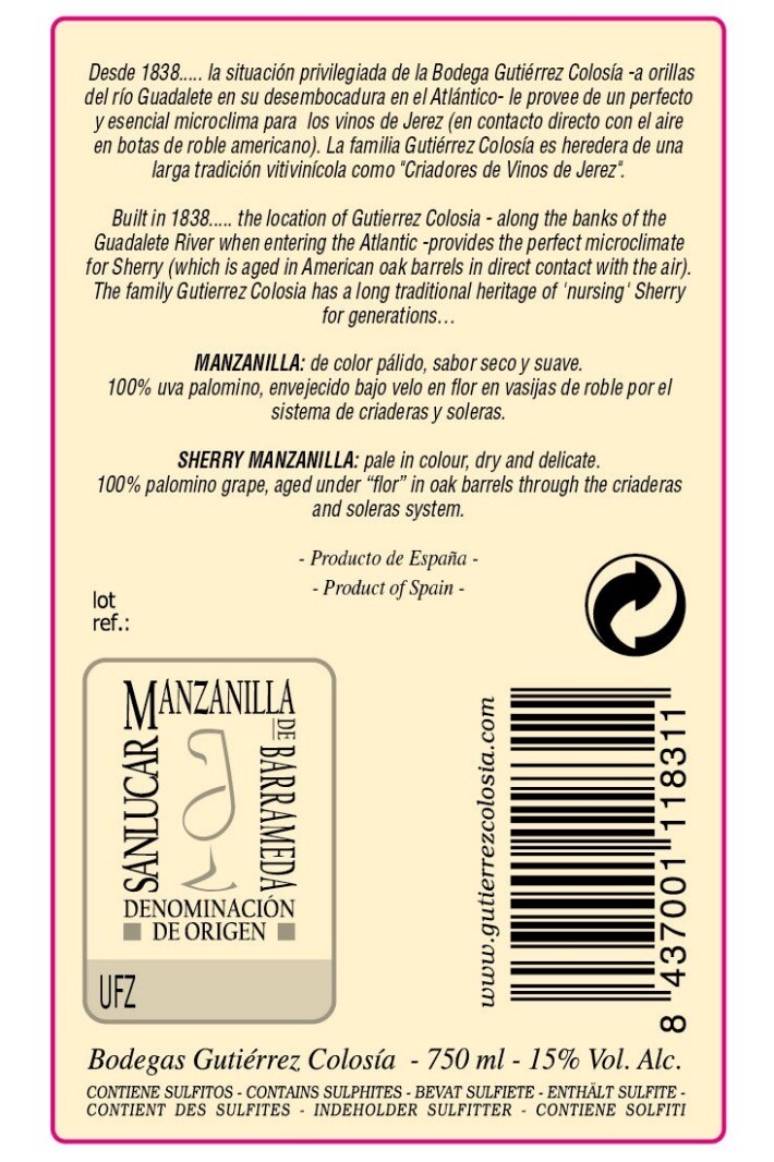 古提拉雪莉酒莊 Manzanilla雪莉酒<br/>Gutierrez Colosia Manzanilla Sherry:圖片 4